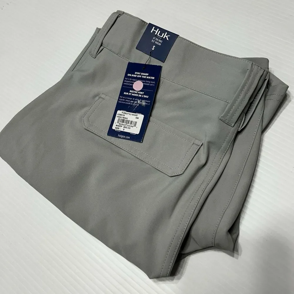 Huk Pursuit 8.5 Fishing Hybrid At The Knee Fishing Hybrid Shorts Gray Mens Small